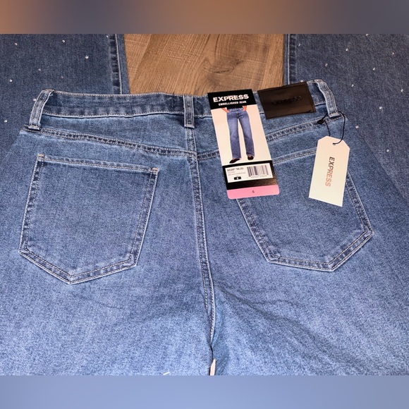 Express Blue Flare Jeans with Stud Accents - Picture 6 of 7